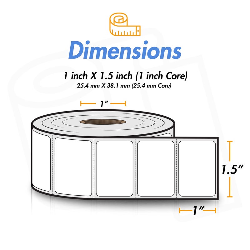 OfficeSmartLabels â€“ 1.5" x 1" Removable Direct Thermal Labels - Compatible with Rollo & Zebra Desktop Printers and More â€“ 1â€ Core; Perforated, Water & Oil Resistant (4 Rolls, 5520 Labels) - Image 4